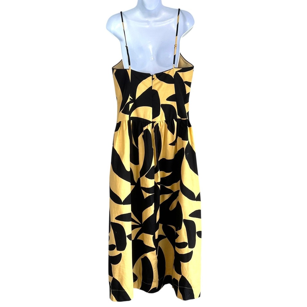 Mon Renn Boho Maxi Dress Sz L Yellow Black Cotton Drop Waist Resort Luxe - Picture 3 of 6